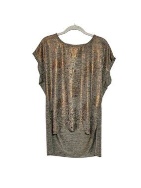 Dantelle Foil Print Step Hem Top in Coffee Copper - Size Large